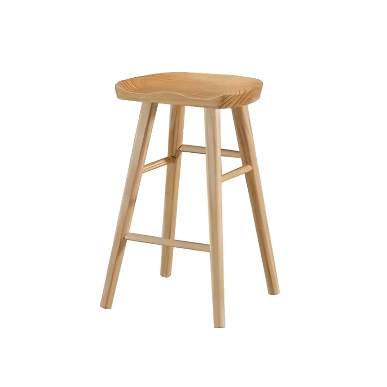 Modern Natural Wood Counter Height Bar Stool With Footrest