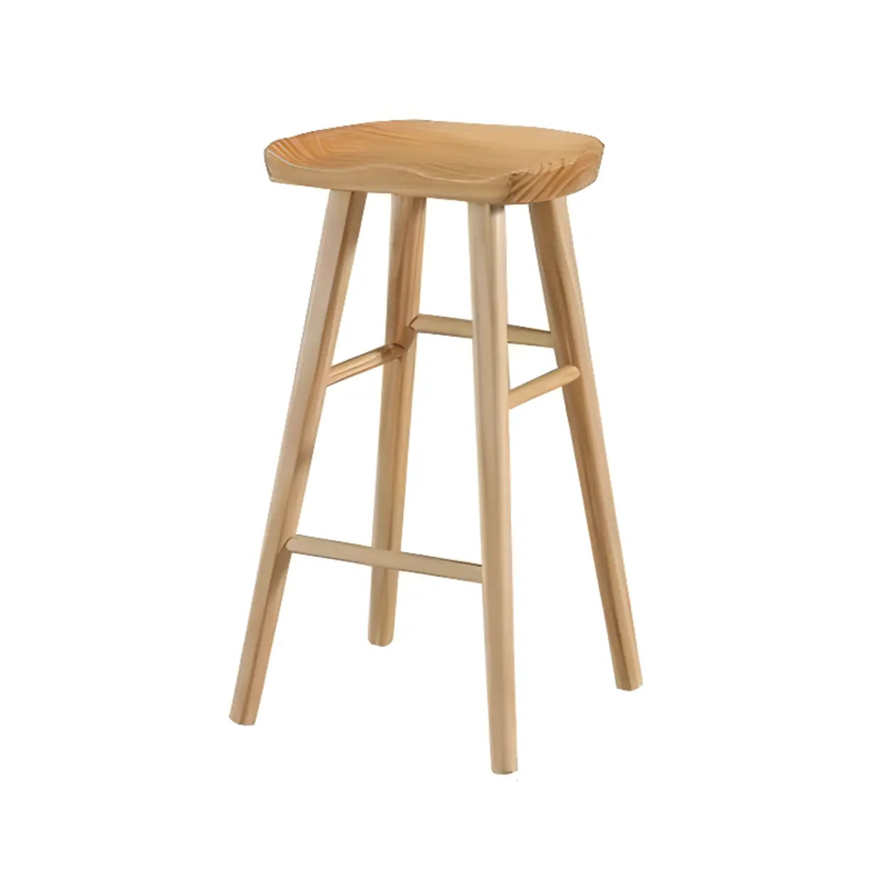 Modern Natural Wood Counter Height Bar Stool With Footrest