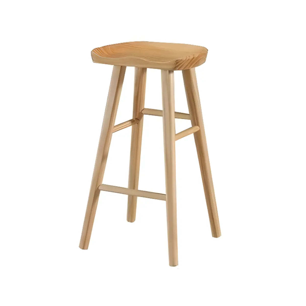 Modern Natural Wood Counter Height Bar Stool With Footrest