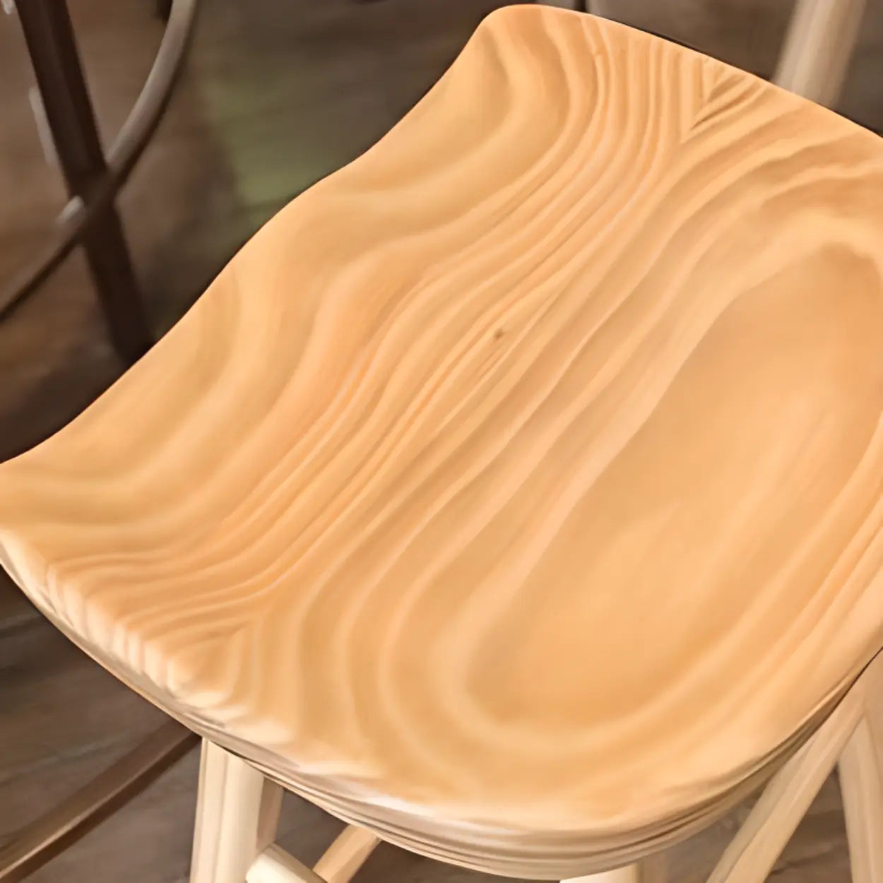 Modern Natural Wood Counter Height Bar Stool With Footrest