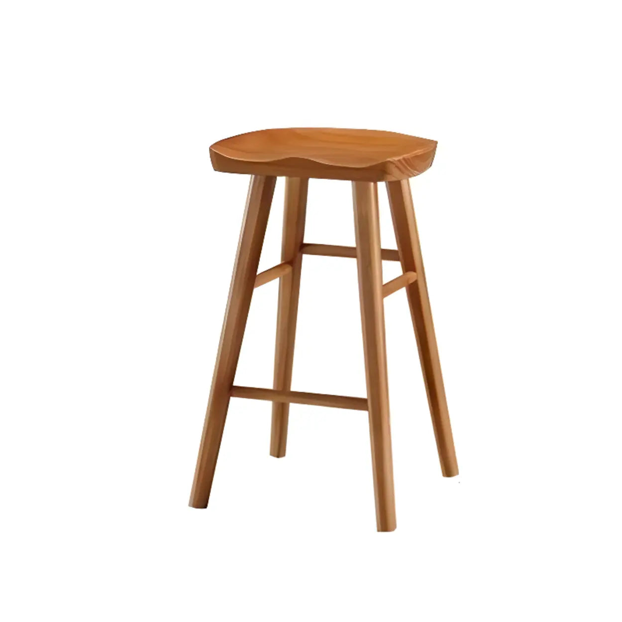 Modern Natural Wood Counter Height Bar Stool With Footrest