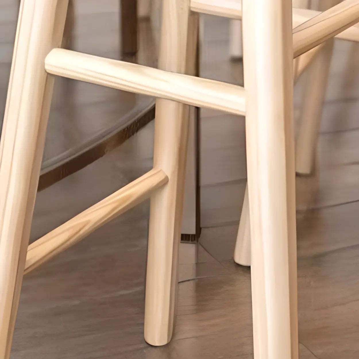 Modern Natural Wood Counter Height Bar Stool With Footrest