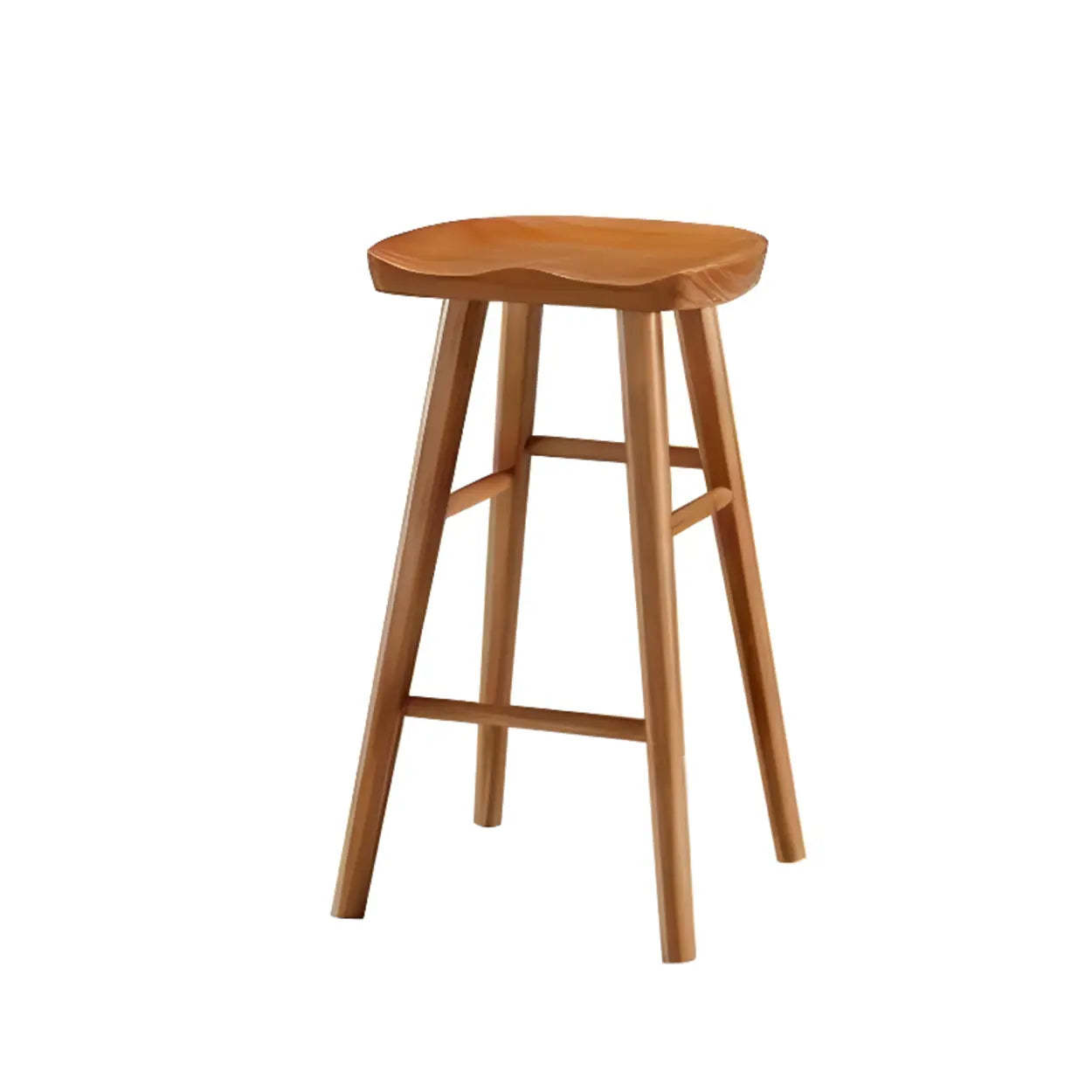 Modern Natural Wood Counter Height Bar Stool With Footrest