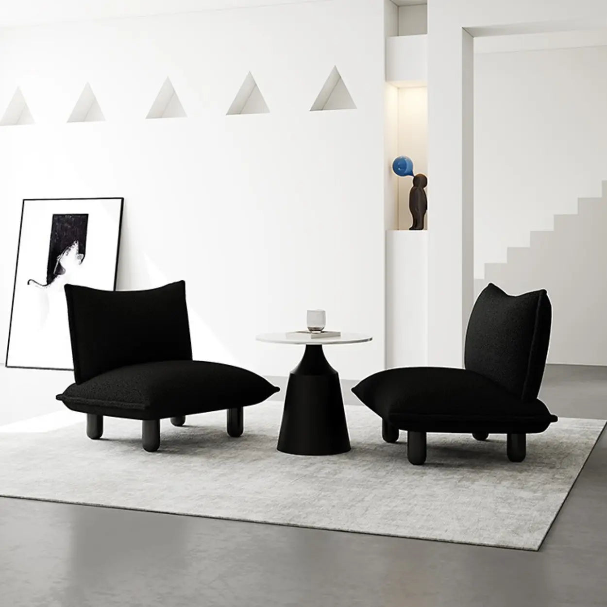 Nordic Black and White Lounge Accent Chair — White
