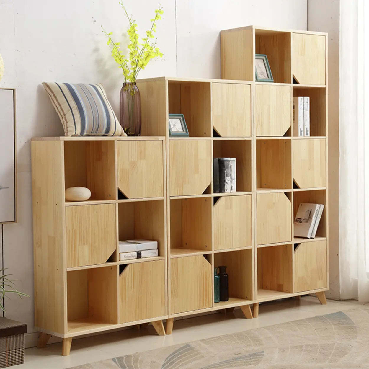 Nordic Modular Wood Storage Bookcase — 3 / Drawer Not Included / 3