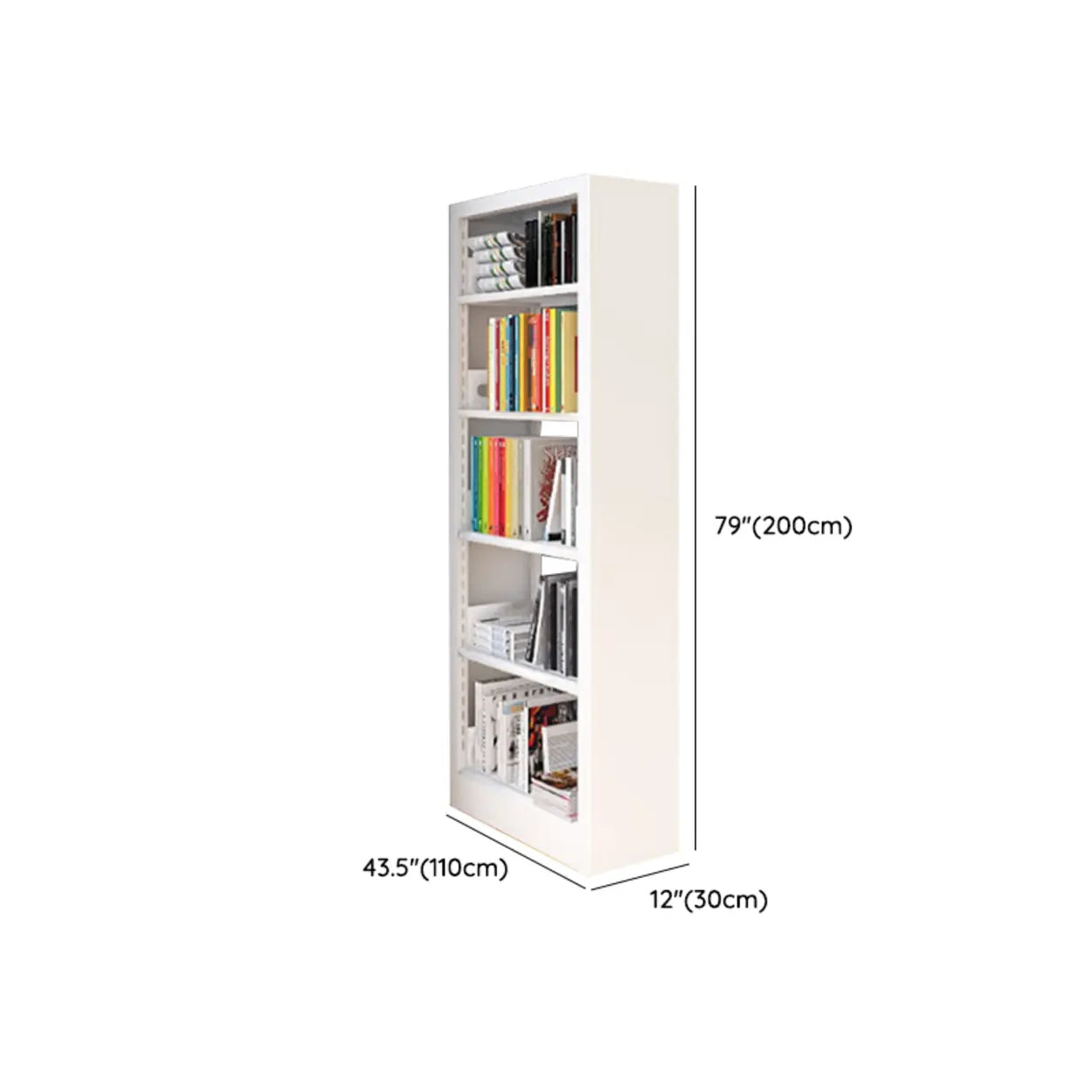 Modern Open Back Rectangular White Steel Bookshelf