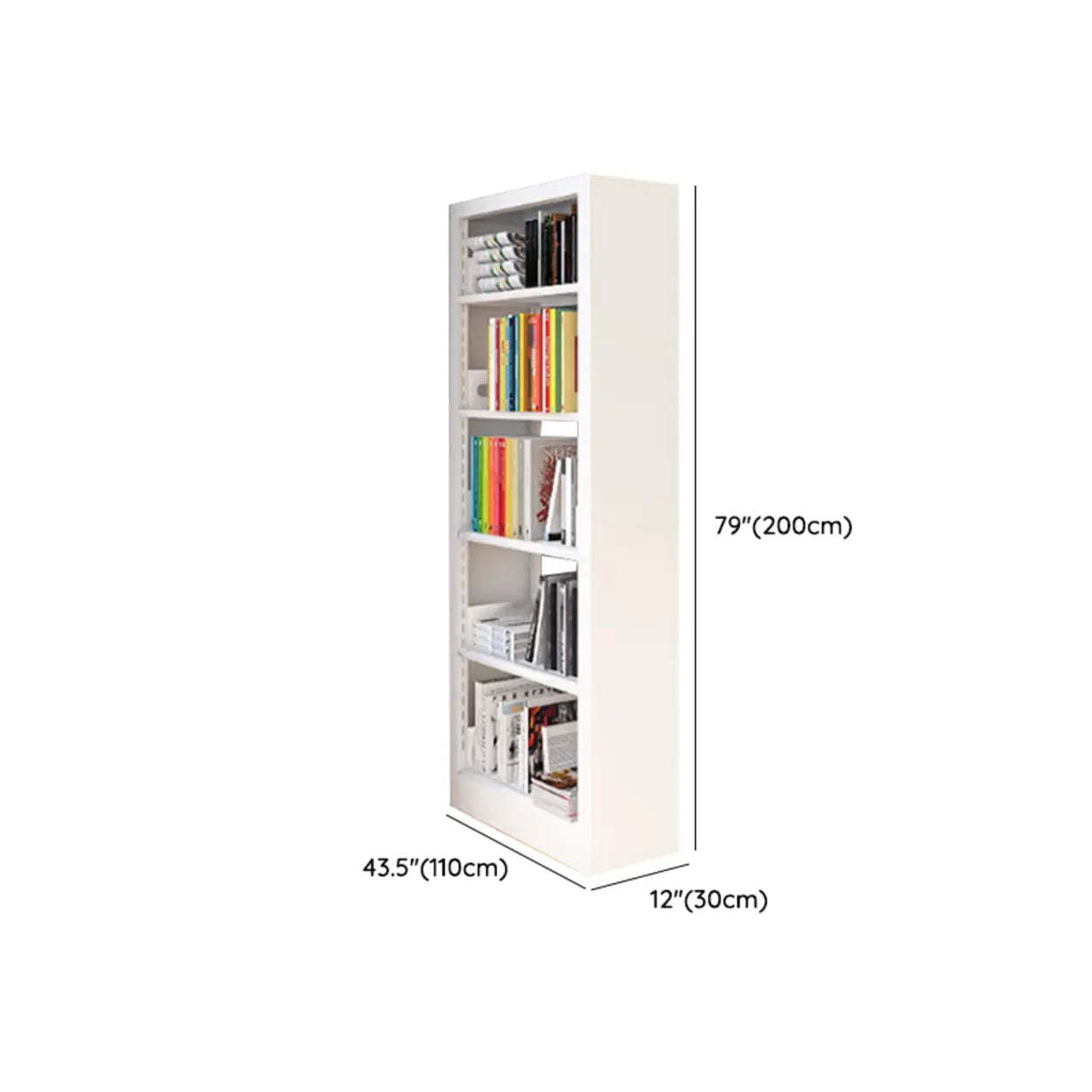 Modern Open Back Rectangular White Steel Bookshelf