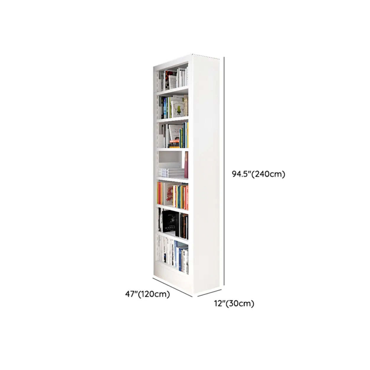 Modern Open Back Rectangular White Steel Bookshelf