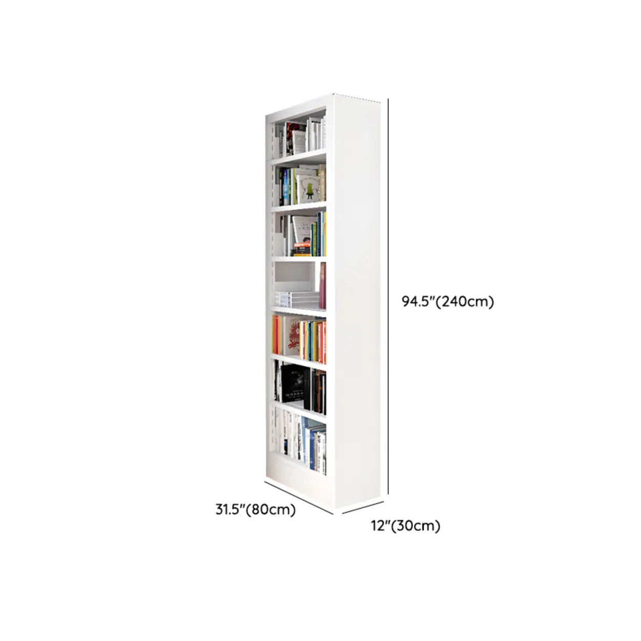 Modern Open Back Rectangular White Steel Bookshelf