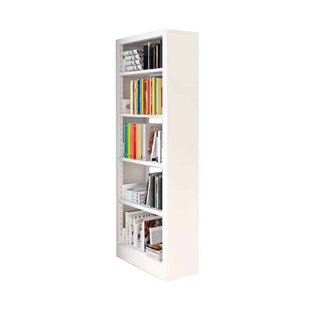 Modern Open Back Rectangular White Steel Bookshelf