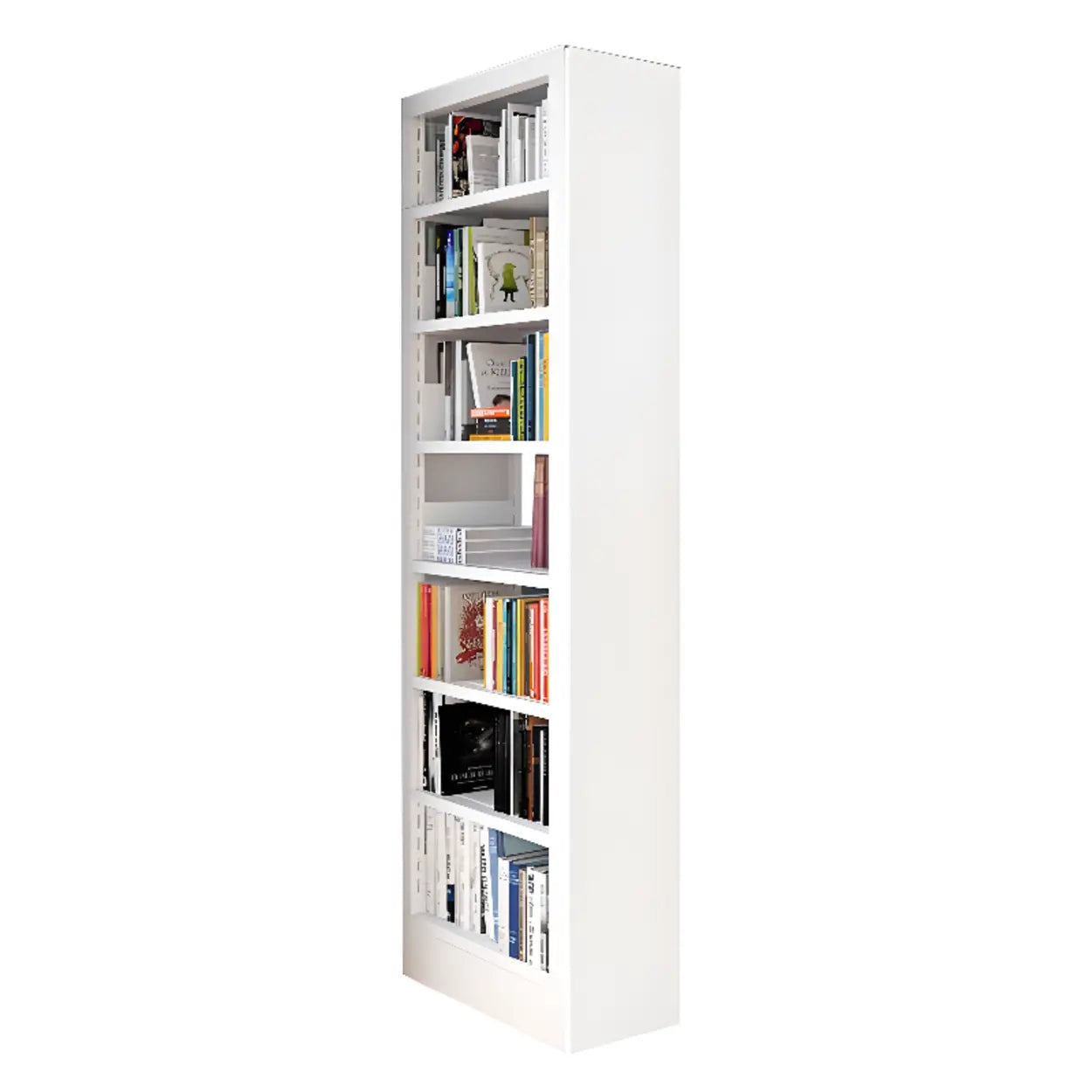 Modern Open Back Rectangular White Steel Bookshelf