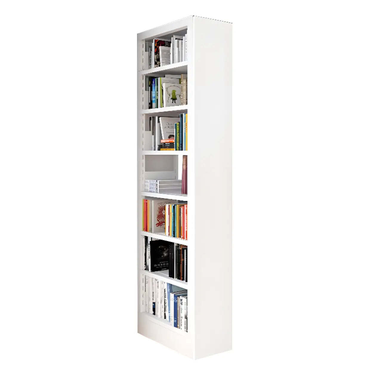 Modern Open Back Rectangular White Steel Bookshelf