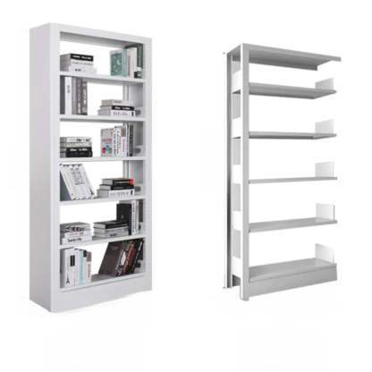 Modern Open Back Rectangular White Steel Bookshelf