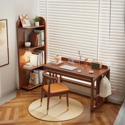Modern Brown Rubberwood Open-Back Organizer Bookcase