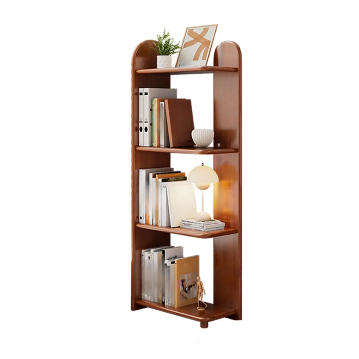 Modern Brown Rubberwood Open-Back Organizer Bookcase