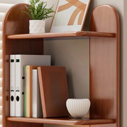 Modern Brown Rubberwood Open-Back Organizer Bookcase