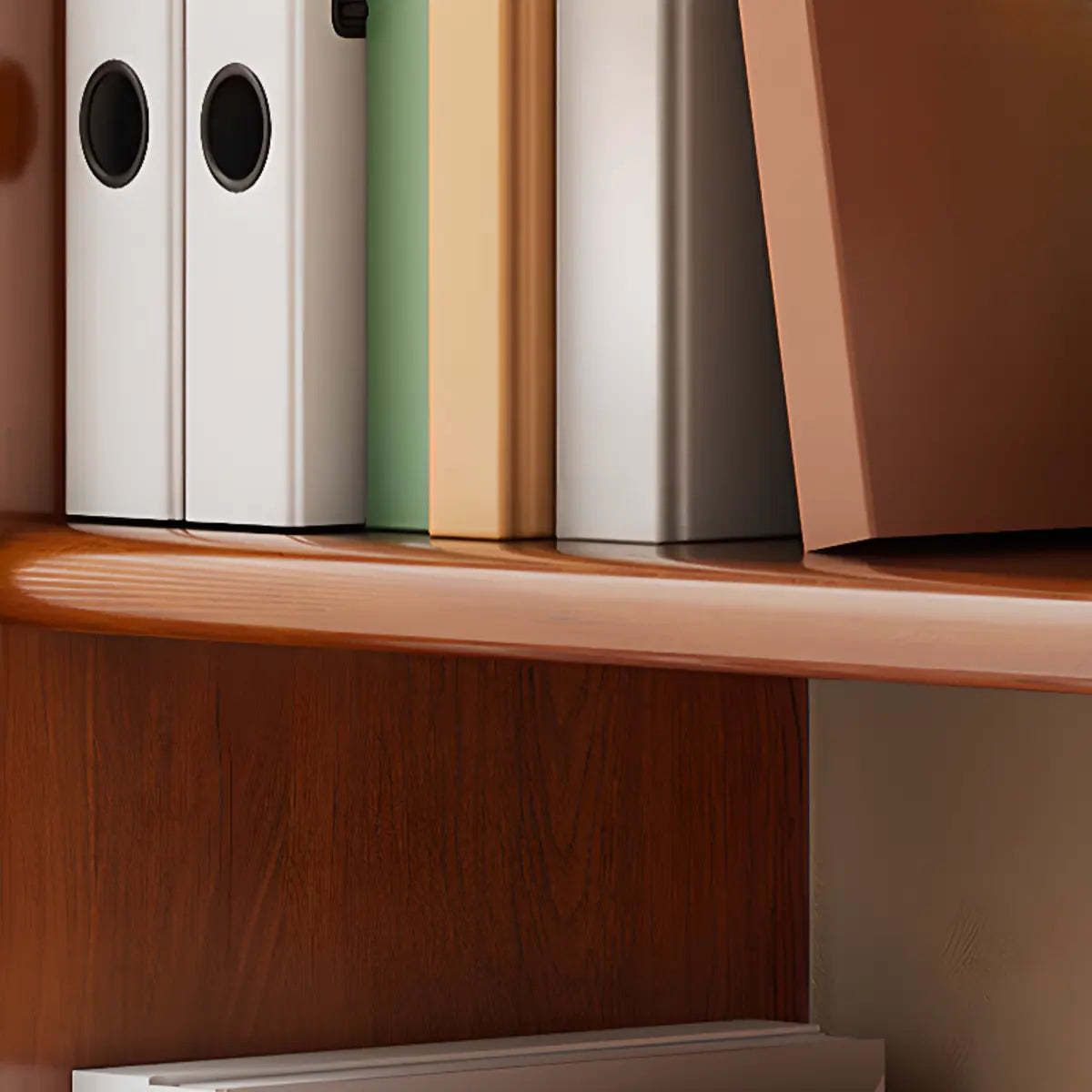 Modern Brown Rubberwood Open-Back Organizer Bookcase