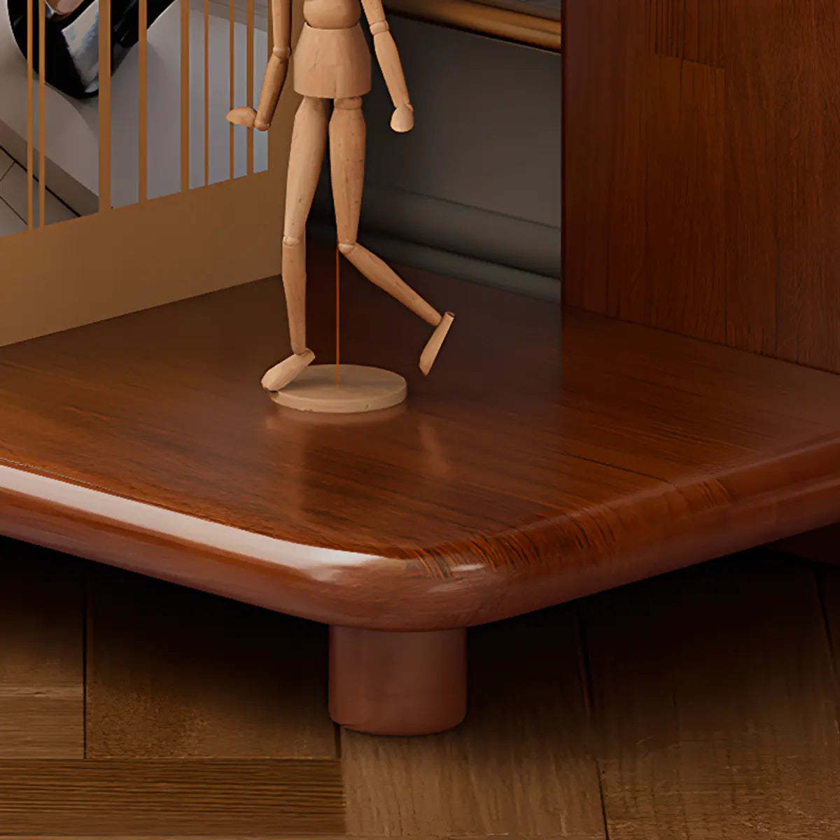 Modern Brown Rubberwood Open-Back Organizer Bookcase
