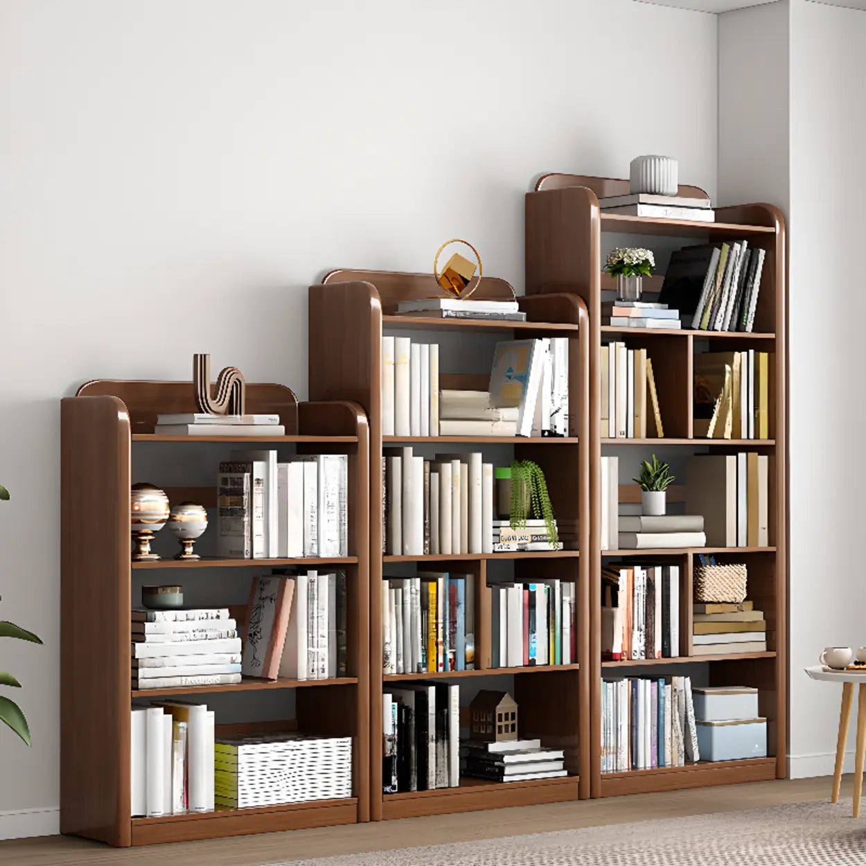 Modern Open-Back Vertical Wood Bookshelf