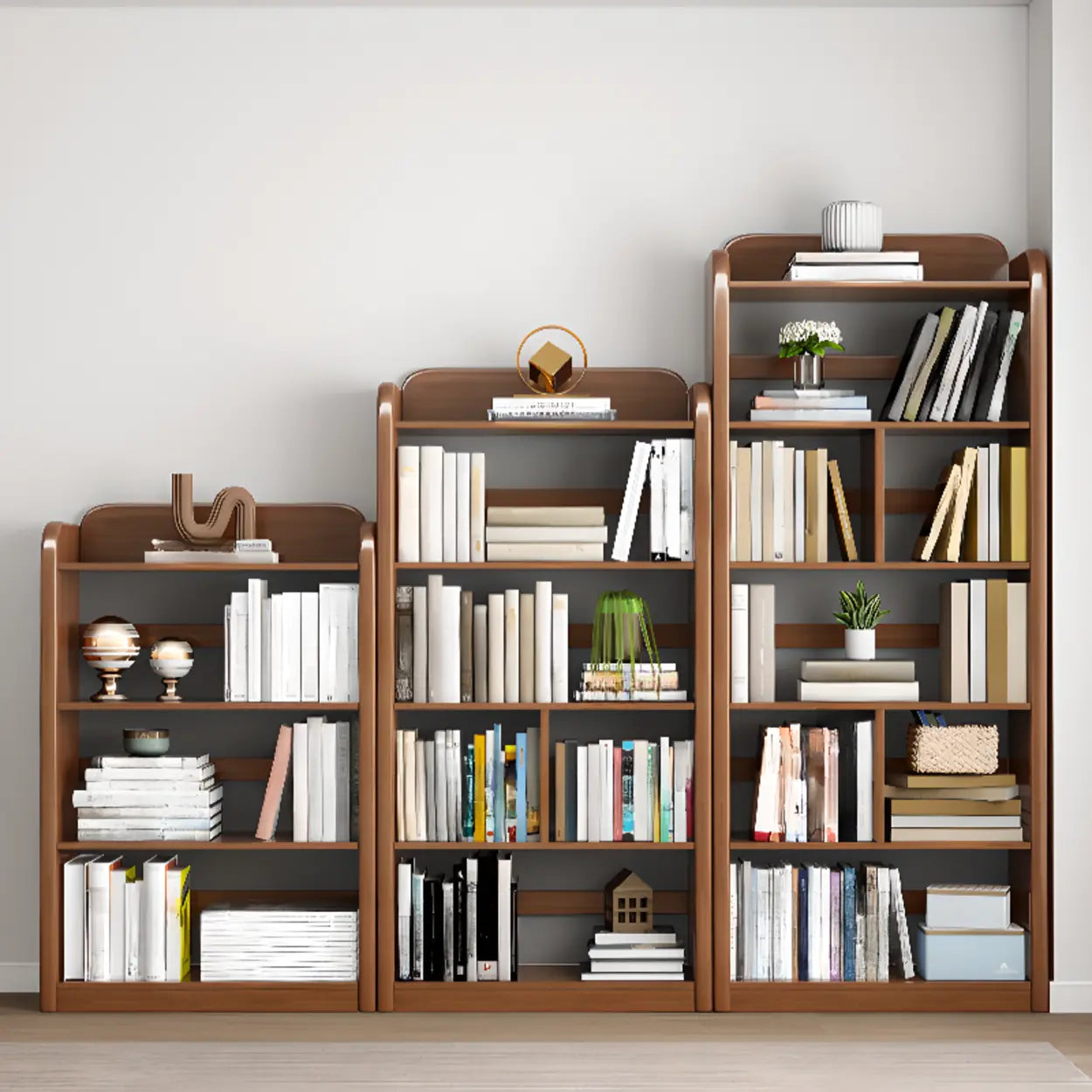 Modern Open-Back Vertical Wood Bookshelf