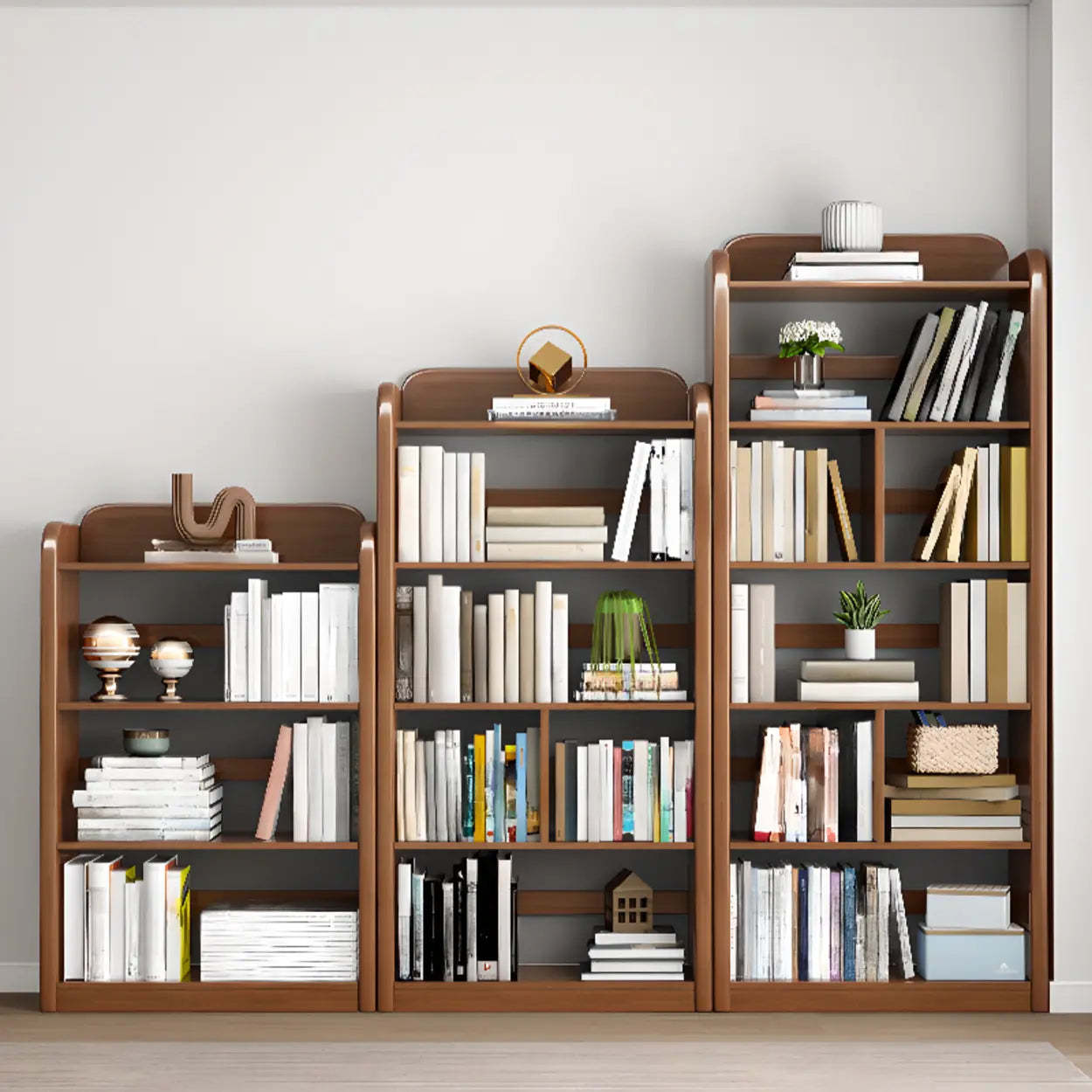 Modern Open-Back Vertical Wood Bookshelf