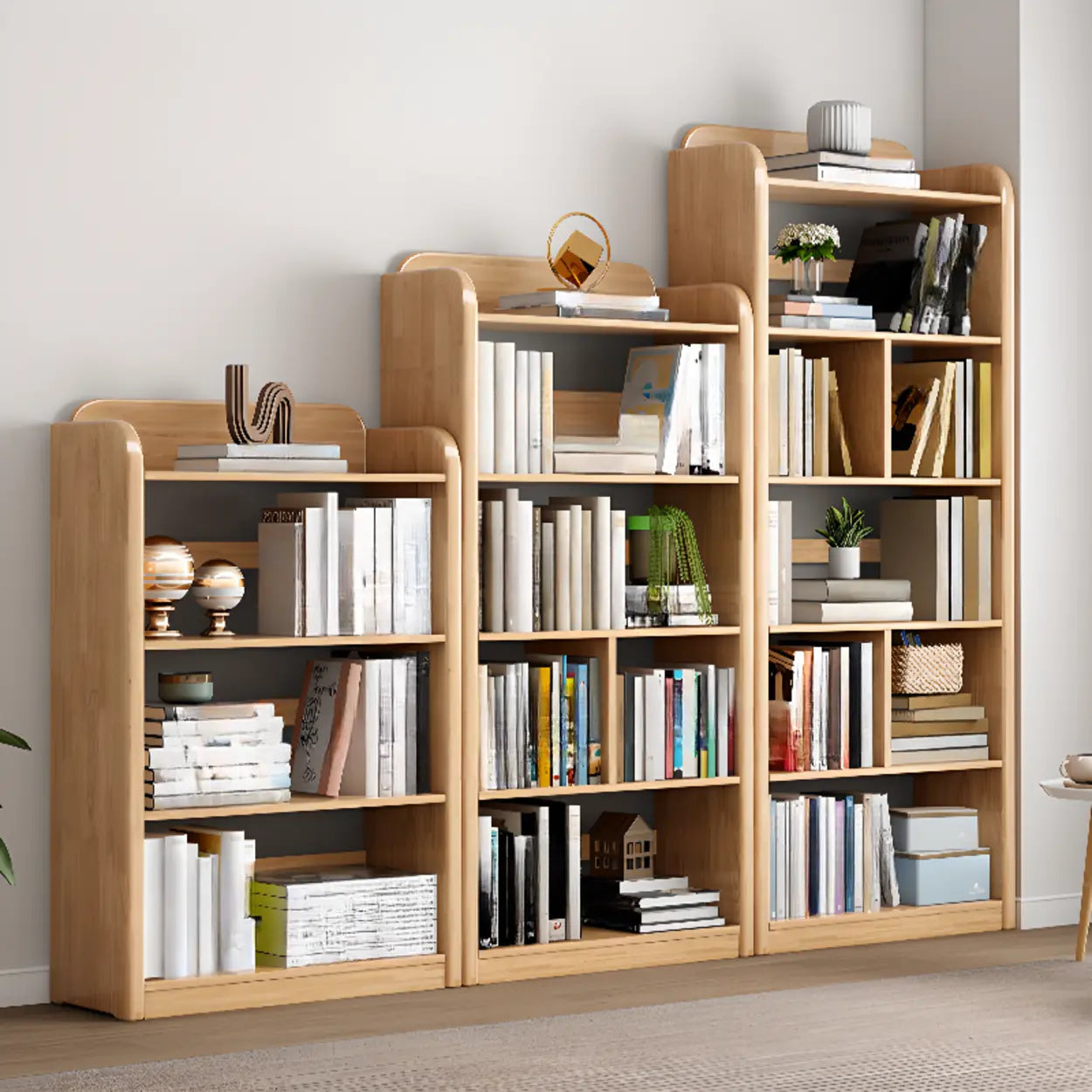 Modern Open-Back Vertical Wood Bookshelf