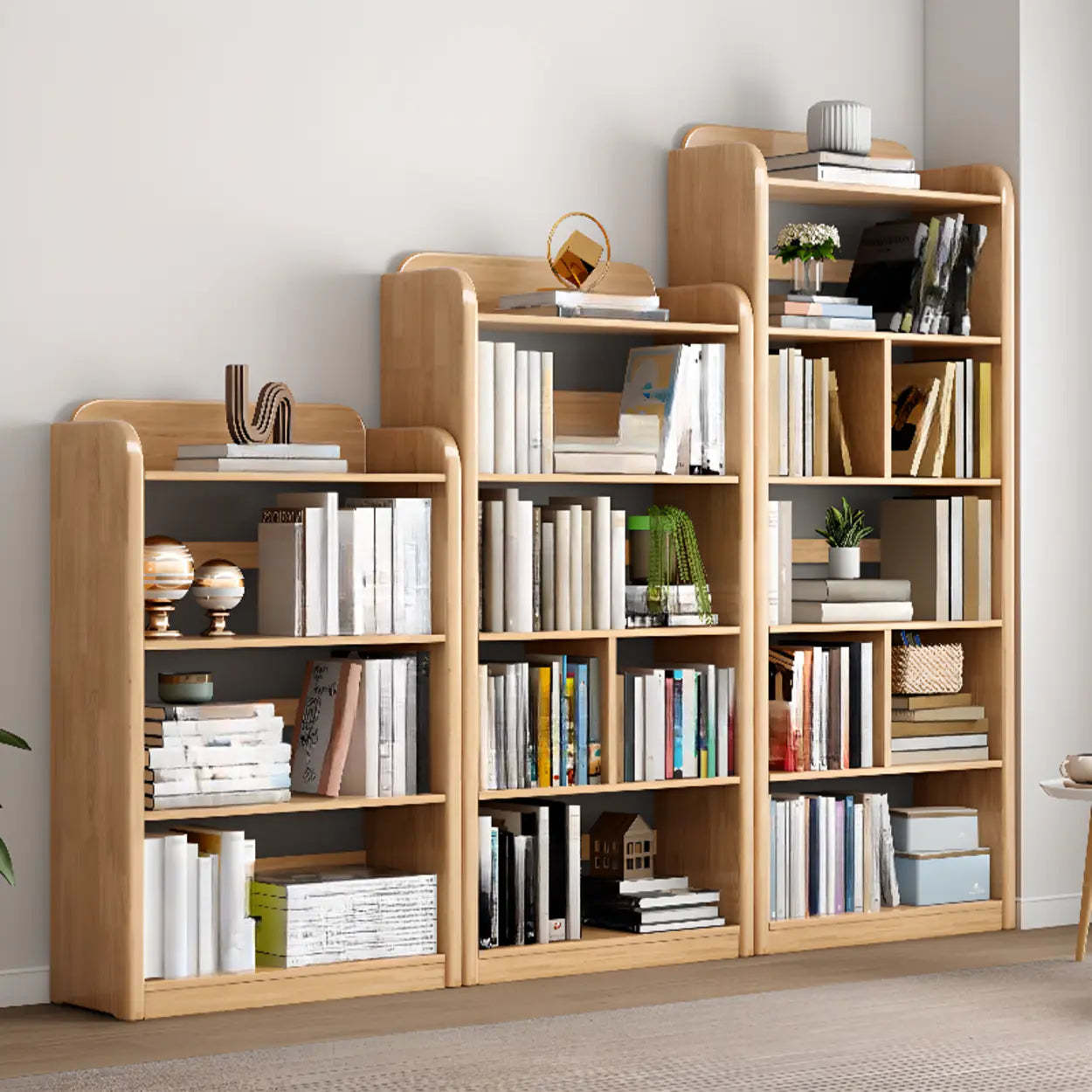 Modern Open-Back Vertical Wood Bookshelf