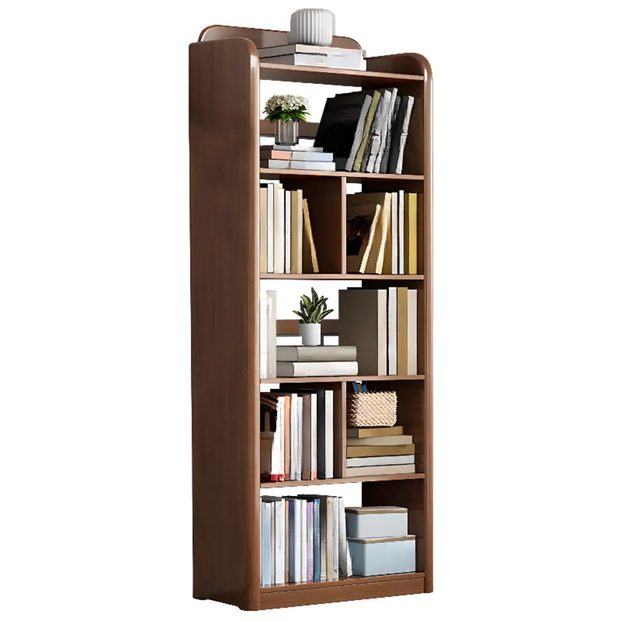 Modern Open-Back Vertical Wood Bookshelf