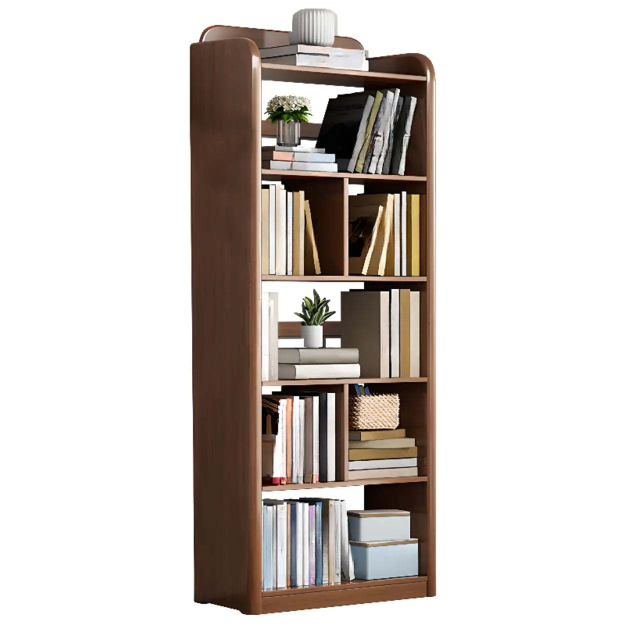 Modern Open-Back Vertical Wood Bookshelf