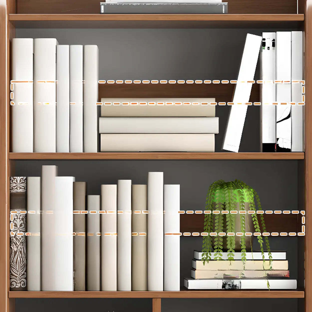Modern Open-Back Vertical Wood Bookshelf