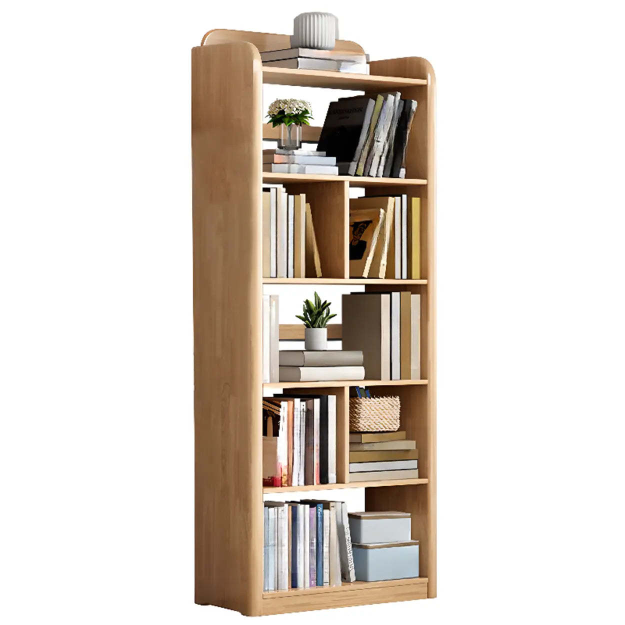 Modern Open-Back Vertical Wood Bookshelf