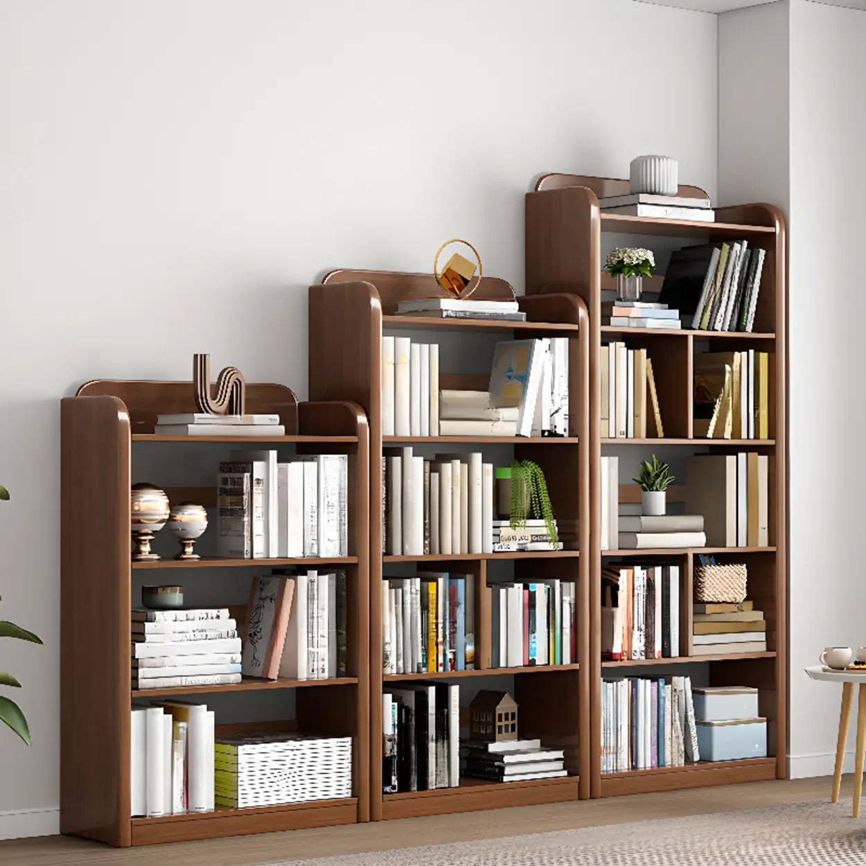Modern Open-Back Vertical Wood Bookshelf — Natural Finish