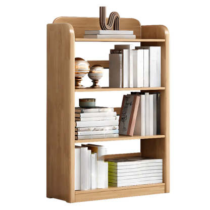 Modern Open-Back Vertical Wood Bookshelf — Natural Finish