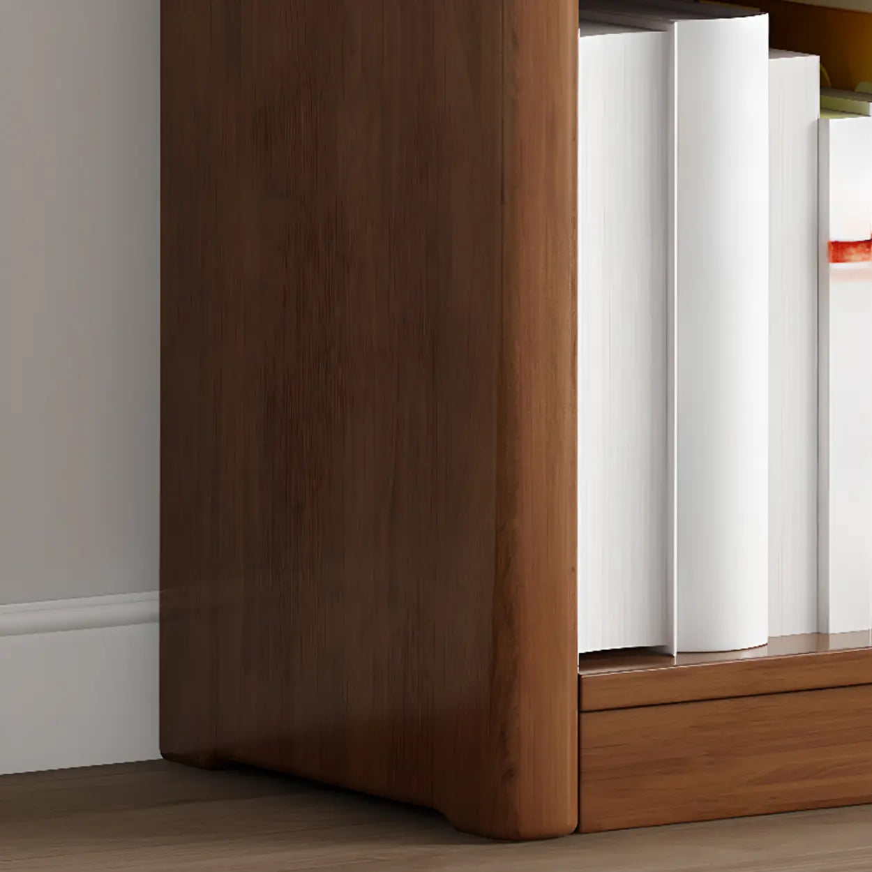 Modern Open-Back Vertical Wood Bookshelf — Walnut