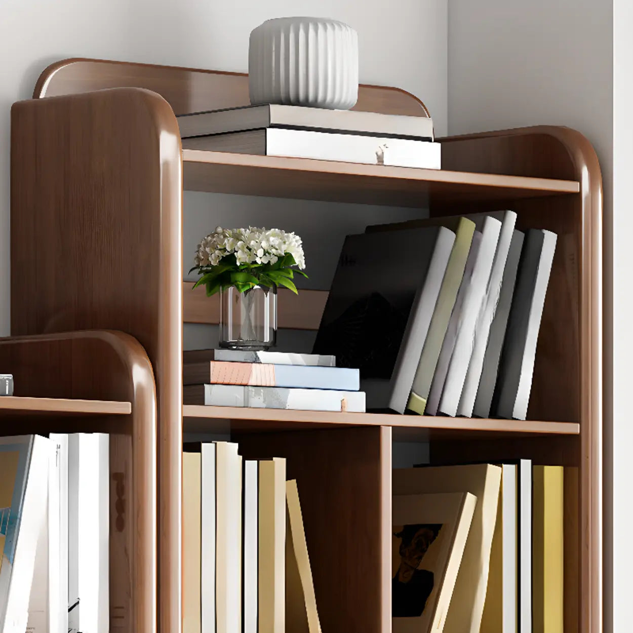 Modern Open-Back Vertical Wood Bookshelf — White