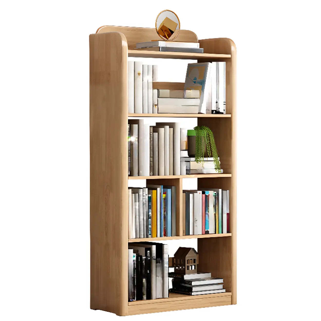 Modern Open-Back Vertical Wood Bookshelf — White