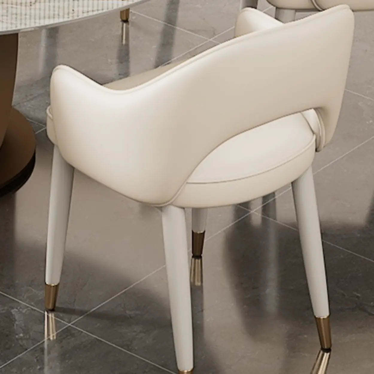 Modern Orange Upholstered Arm Dining Chair — Orange/ White