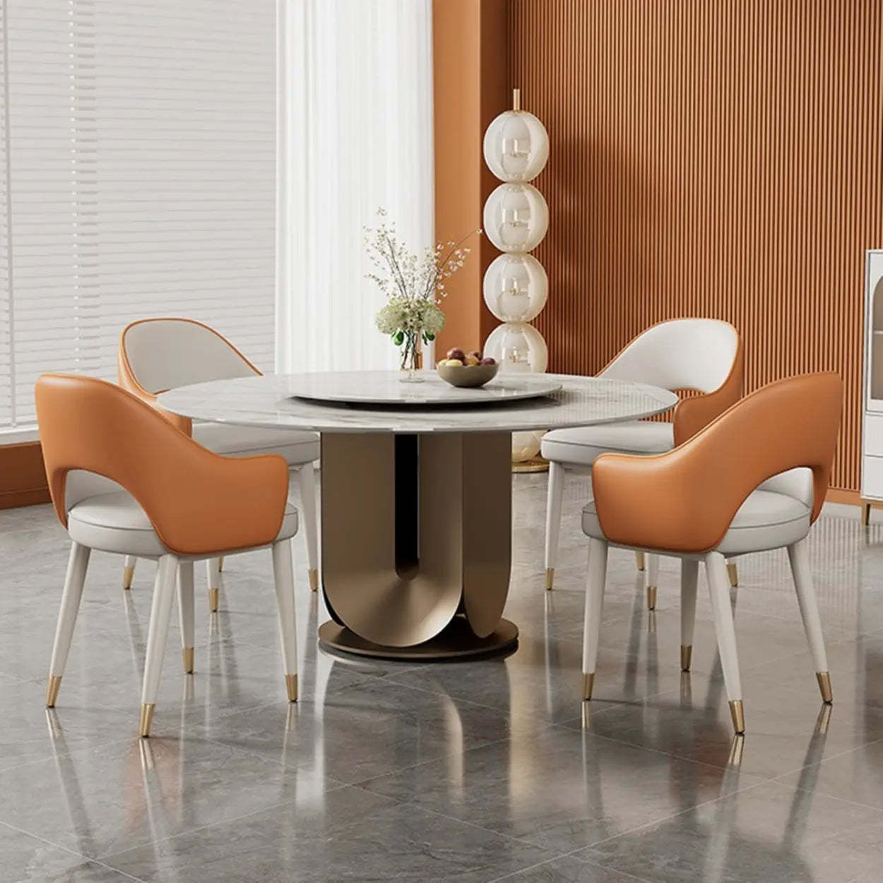 Modern Orange Upholstered Arm Dining Chair