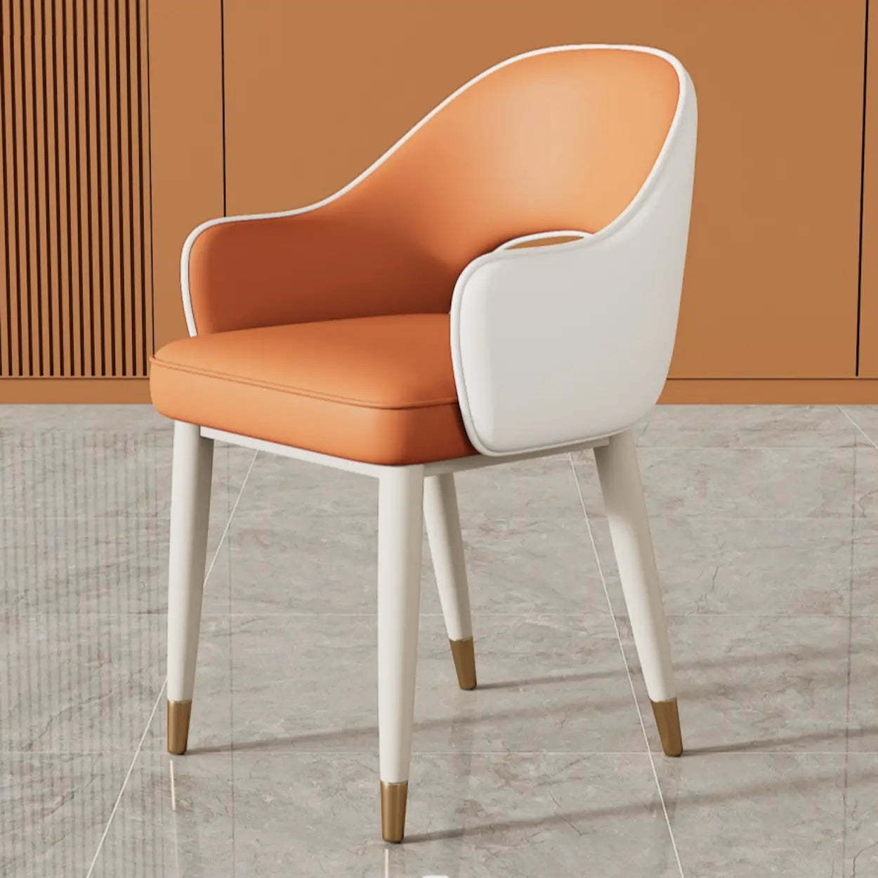 Modern Orange Upholstered Arm Dining Chair