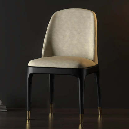 Modern Orange Curved-Back Leather Dining Chair — Grey / With Arms / Leather