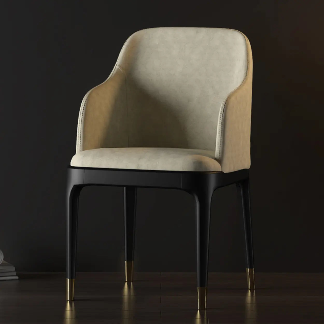 Modern Orange Curved-Back Leather Dining Chair — Grey / Upholstered Chairs / Leather