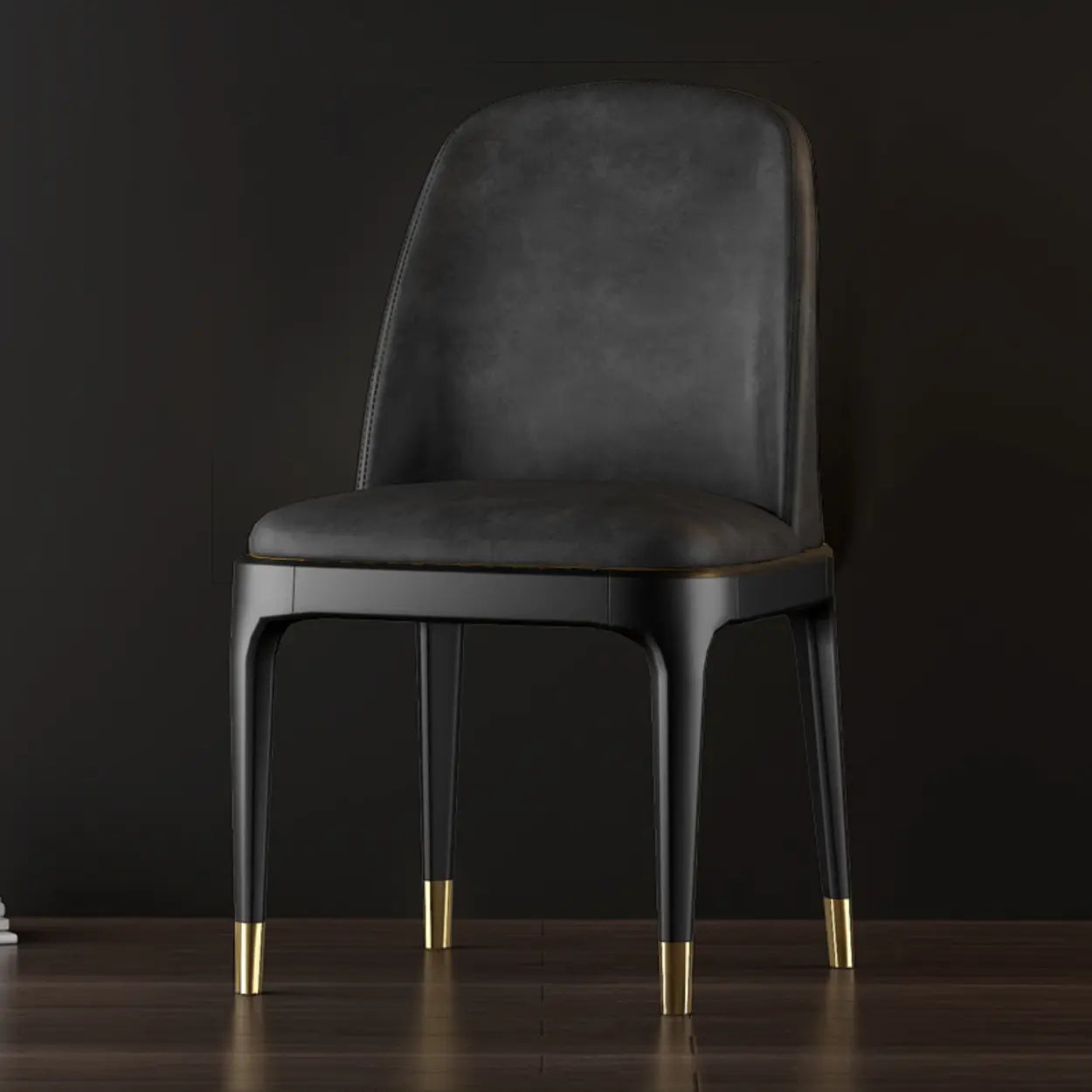 Modern Orange Curved-Back Leather Dining Chair