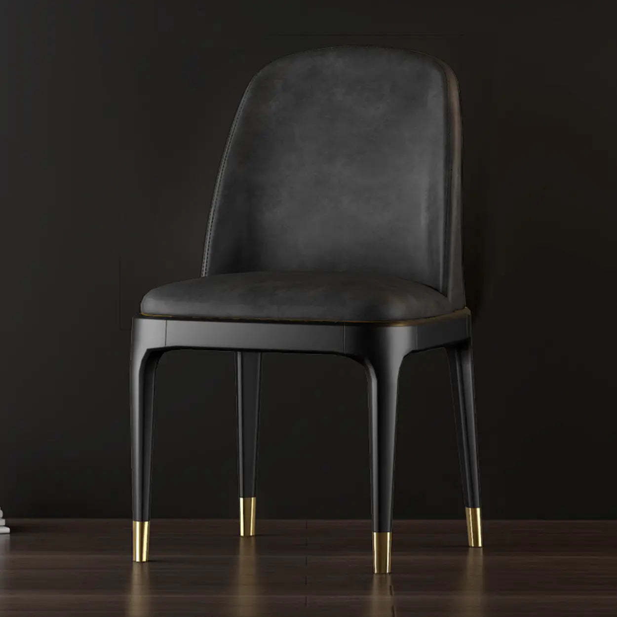 Modern Orange Curved-Back Leather Dining Chair