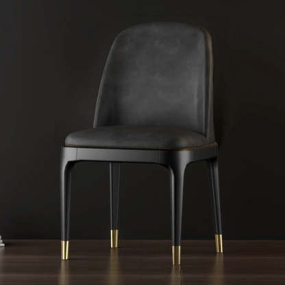 Modern Orange Curved-Back Leather Dining Chair