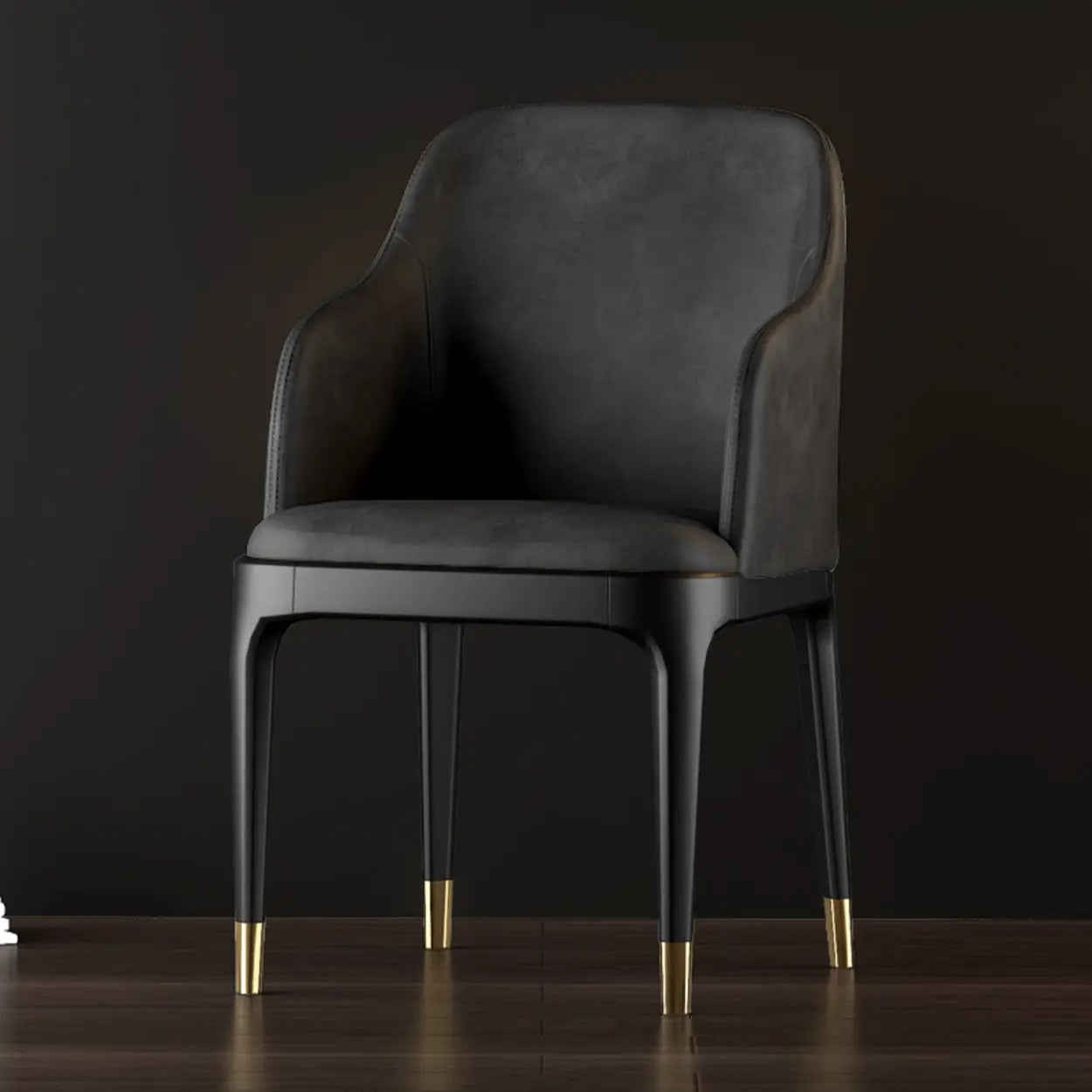 Modern Orange Curved-Back Leather Dining Chair