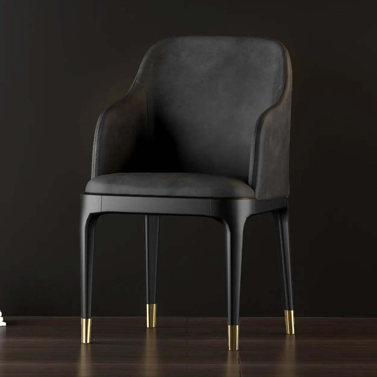 Modern Orange Curved-Back Leather Dining Chair