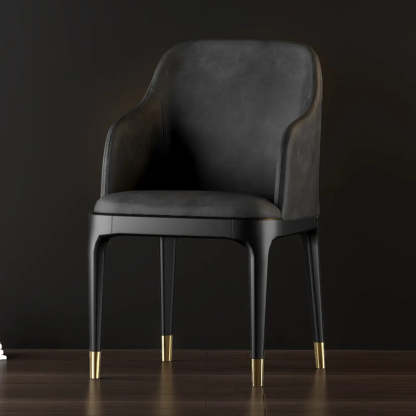 Modern Orange Curved-Back Leather Dining Chair