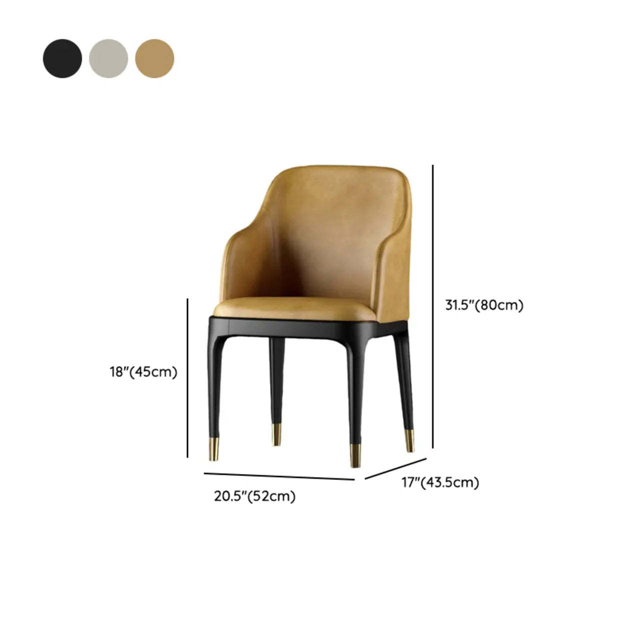 Modern Orange Curved-Back Leather Dining Chair