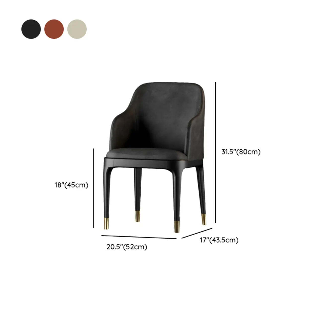 Modern Orange Curved-Back Leather Dining Chair