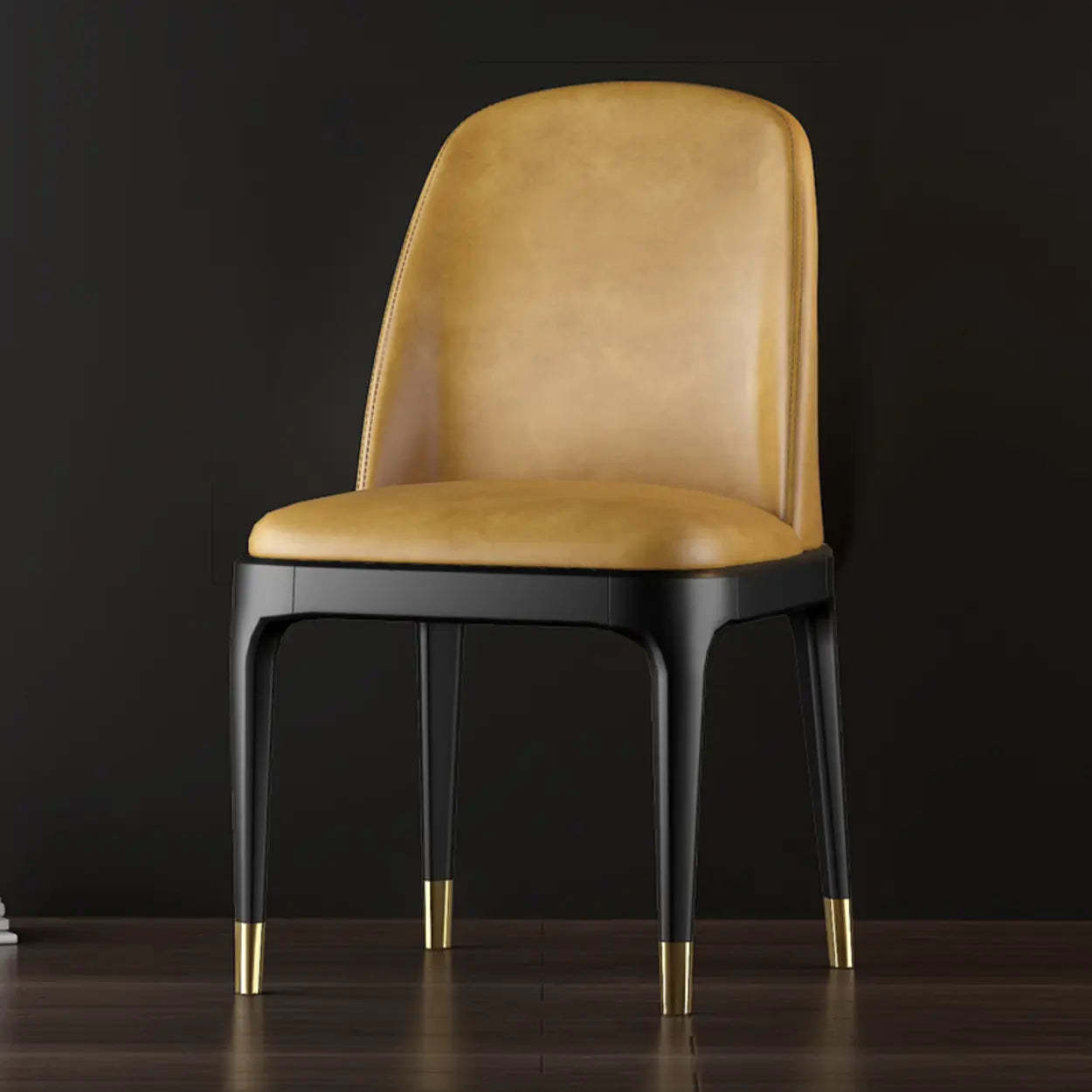Modern Orange Curved-Back Leather Dining Chair — Off-White / Upholstered Chairs / Tech Cloth